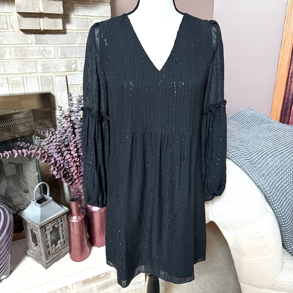 Lilly Pulitzer Cleme Silk Blend Long Sleeve Dress - Onyx Black